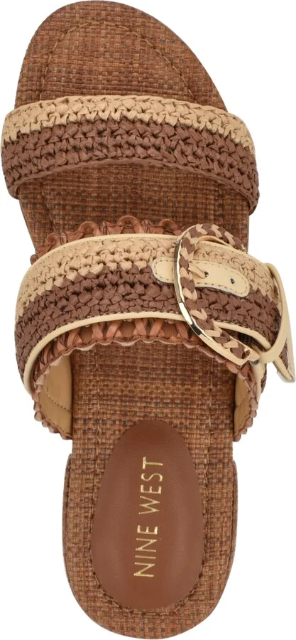 Nine West Women's Sameey Woven Slip-On Flat Sandals - Black/Natural - Image 8