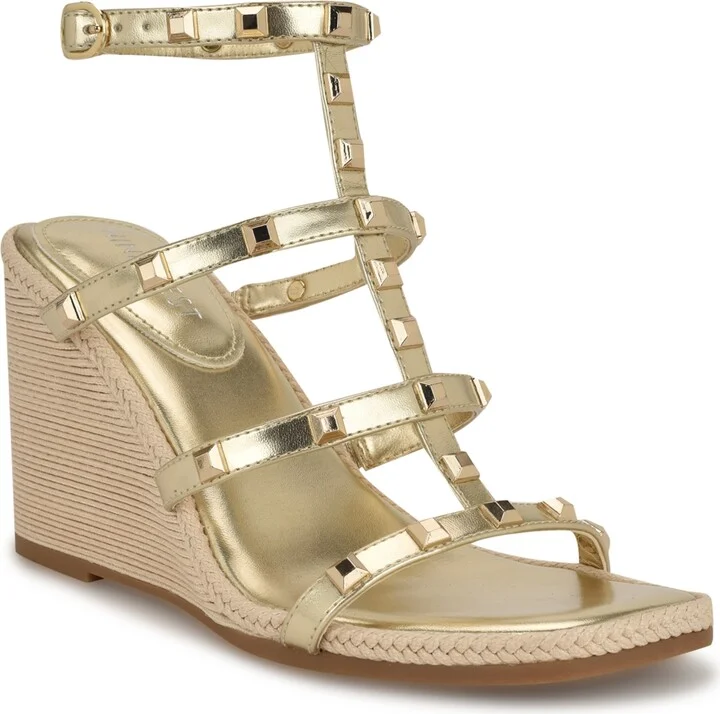Nine West Women's Sardis Square Toe Wedge Sandals