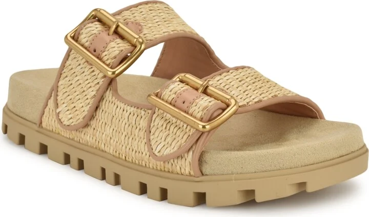 Nine West Women's Timma Double Strap Slip-On Flatform Sandals