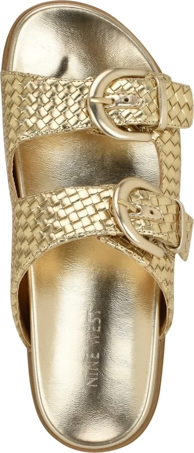 Nine West Women's Tindy Woven Buckle Straps Flat Sandals - Image 4