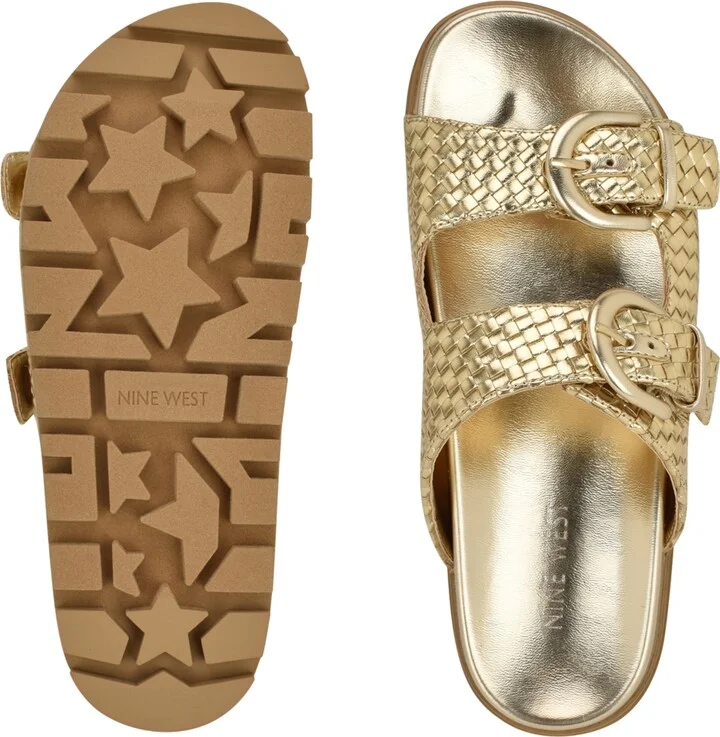 Nine West Women's Tindy Woven Buckle Straps Flat Sandals - Image 6