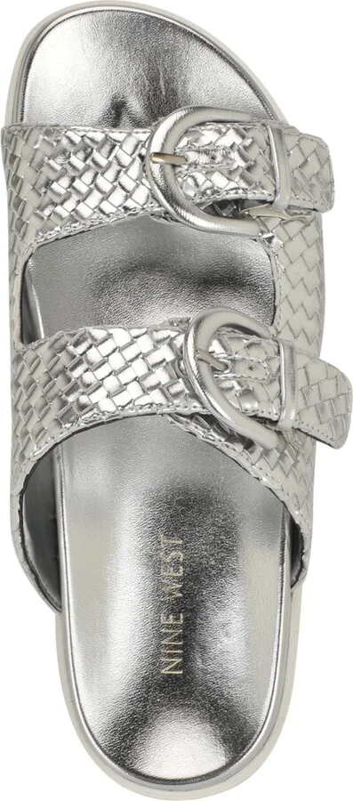 Nine West Women's Tindy Woven Buckle Straps Flat Sandals - Image 9