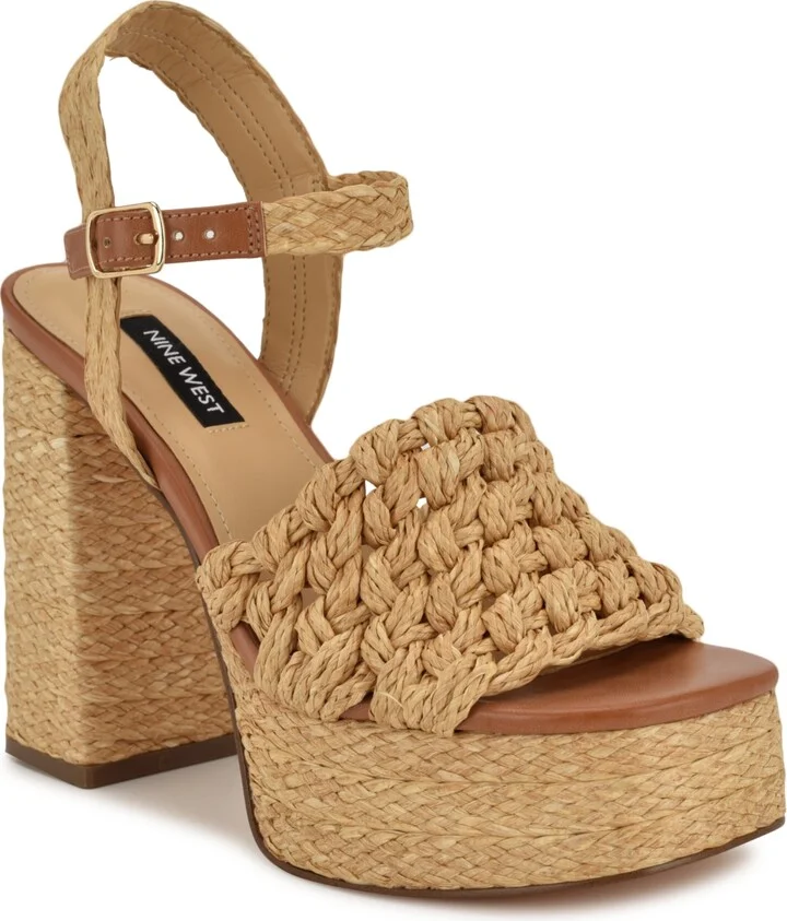 Nine West Women's Vadyn Woven Platform Block Heel Sandals