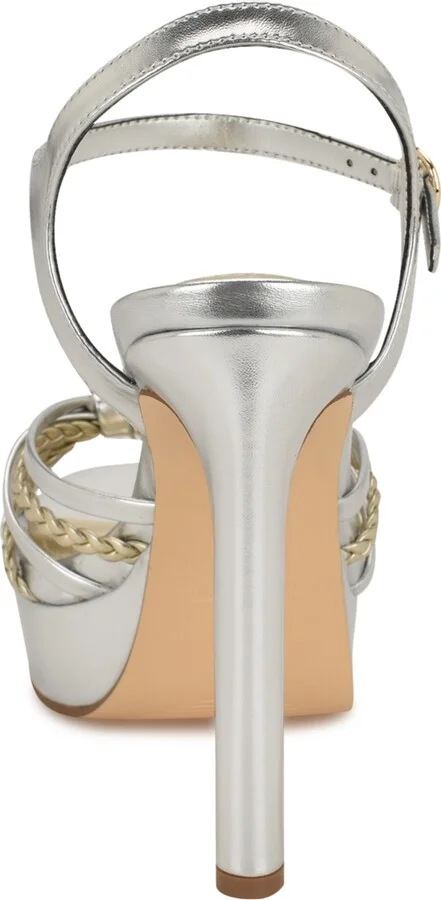 Nine West Women's Waser Strappy Platform Stiletto Sandals - Silver/Gold - Image 3