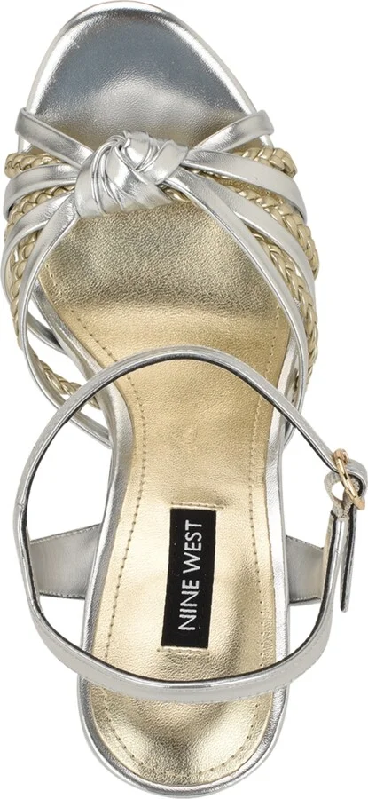 Nine West Women's Waser Strappy Platform Stiletto Sandals - Silver/Gold - Image 4