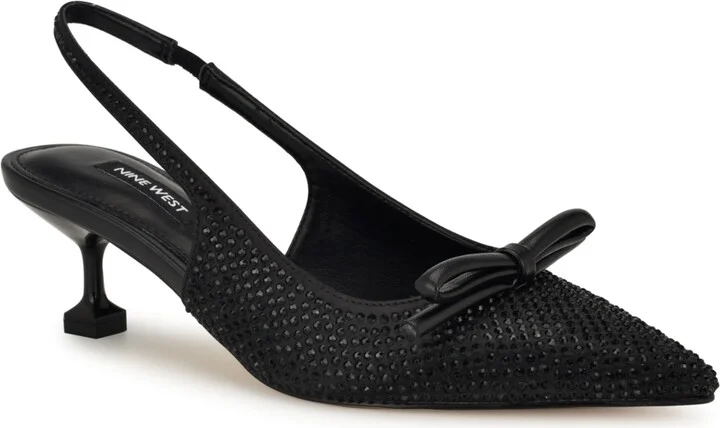 Nine West Women's Wunder Embellished Slingback Kitten Heel Pumps