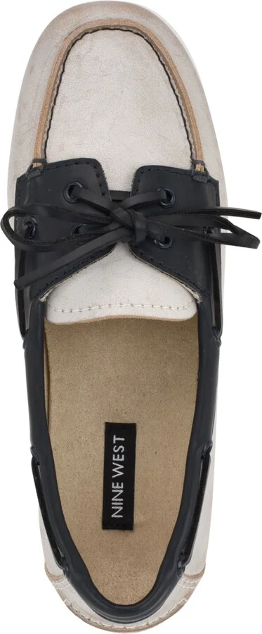 Nine West Women's Yacht Slip-On Boat Shoes - Navy/White Leather - Image 4