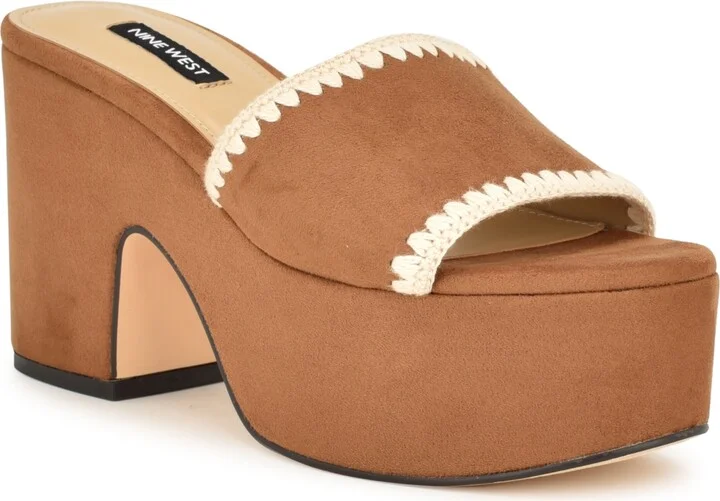 Nine West Women's Yickie Slip-on Round Toe Wedge Sandals