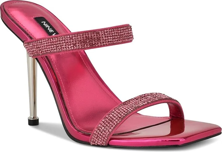Nine West Yogirl Women's Sandals Dark Pink Shimmer : 7 M, Suede - Image 5
