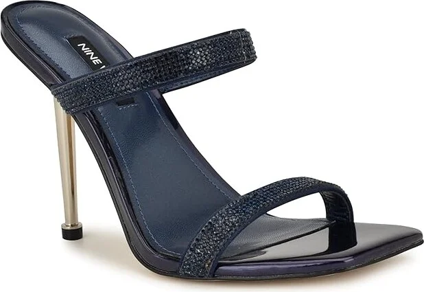Nine West Yogirl Women's Sandals Navy Shimmer : 7 M, Suede - Image 5