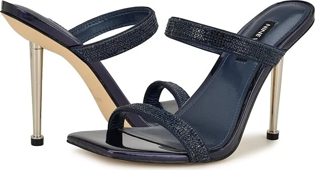 Nine West Yogirl Women's Sandals Navy Shimmer : 7 M, Suede