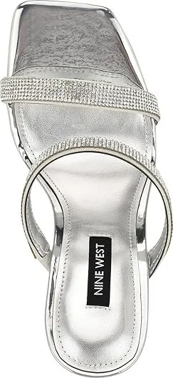 Nine West Yogirl Women's Sandals Silver Shimmer : 10 M, Suede - Image 2