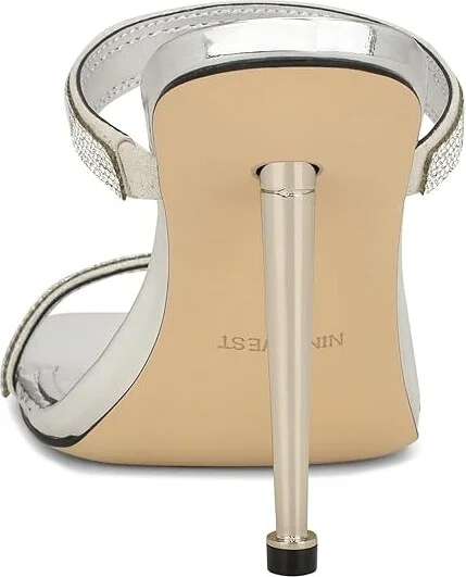 Nine West Yogirl Women's Sandals Silver Shimmer : 10 M, Suede - Image 4