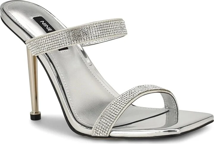 Nine West Yogirl Women's Sandals Silver Shimmer : 10 M, Suede - Image 5