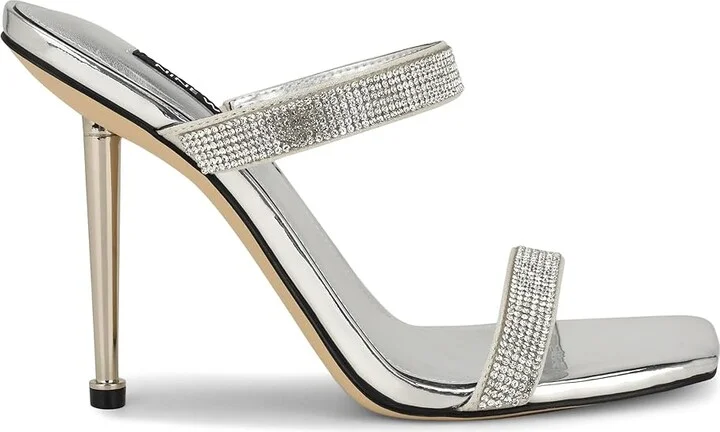 Nine West Yogirl Women's Sandals Silver Shimmer : 10 M, Suede - Image 6