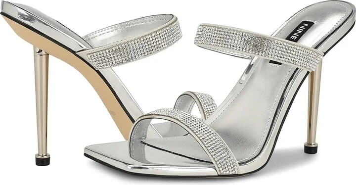 Nine West Yogirl Women's Sandals Silver Shimmer : 10 M, Suede