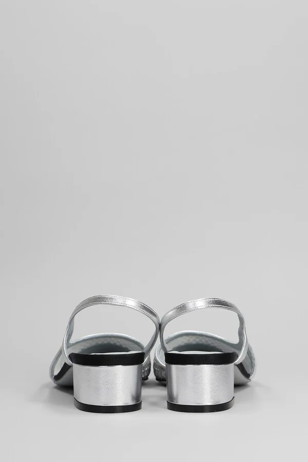 Ninfa Pumps In Silver Leather And Fabric - Image 4