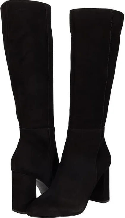 Ninny Boot Women's 8.5 Black Nubuck Almond Toe Block Heel KHD1856