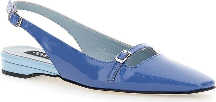 'ninon' Blue Slingback Ballet Shoes In Leather Woman - Image 2