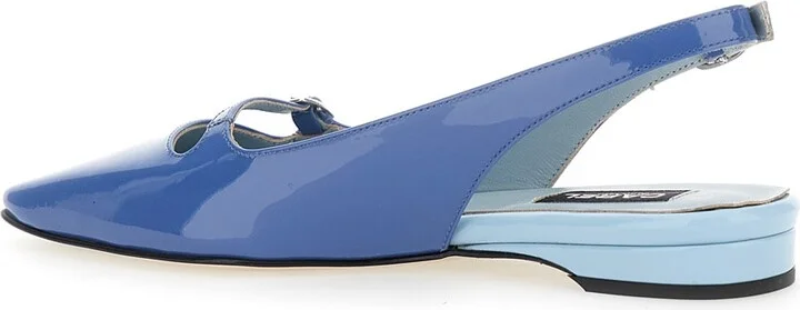 'ninon' Blue Slingback Ballet Shoes In Leather Woman - Image 3