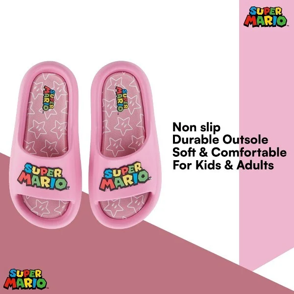 Nintendo Ladies Mario Peach Slide - Super Mario Shoes - Mario, Luigi, Kirby and Donkey Kong Comfort Slide Sandals (Pink, ) - Image 2