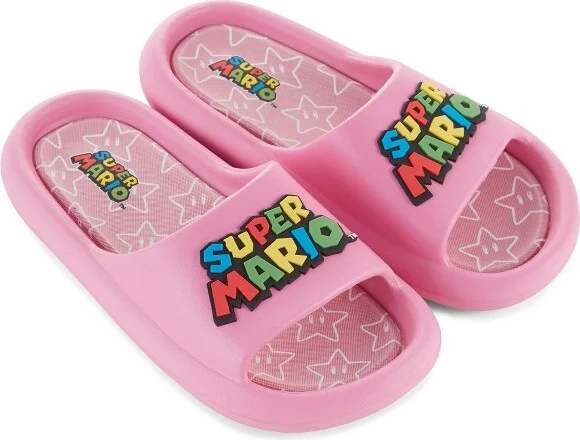 Nintendo Ladies Mario Peach Slide - Super Mario Shoes - Mario, Luigi, Kirby and Donkey Kong Comfort Slide Sandals (Pink, )
