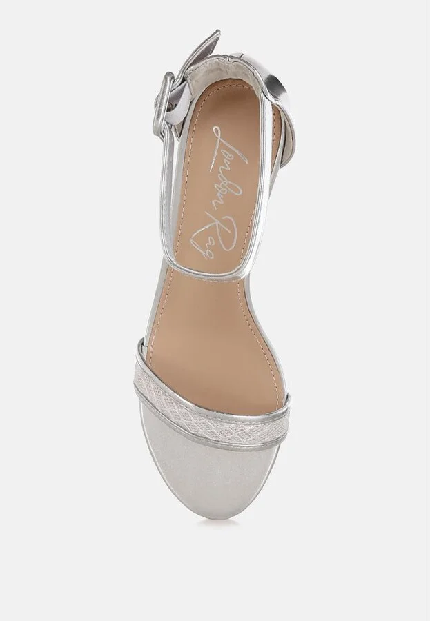 Ninto Metallic Faux Leather Kitten Heel Sandals - Image 3