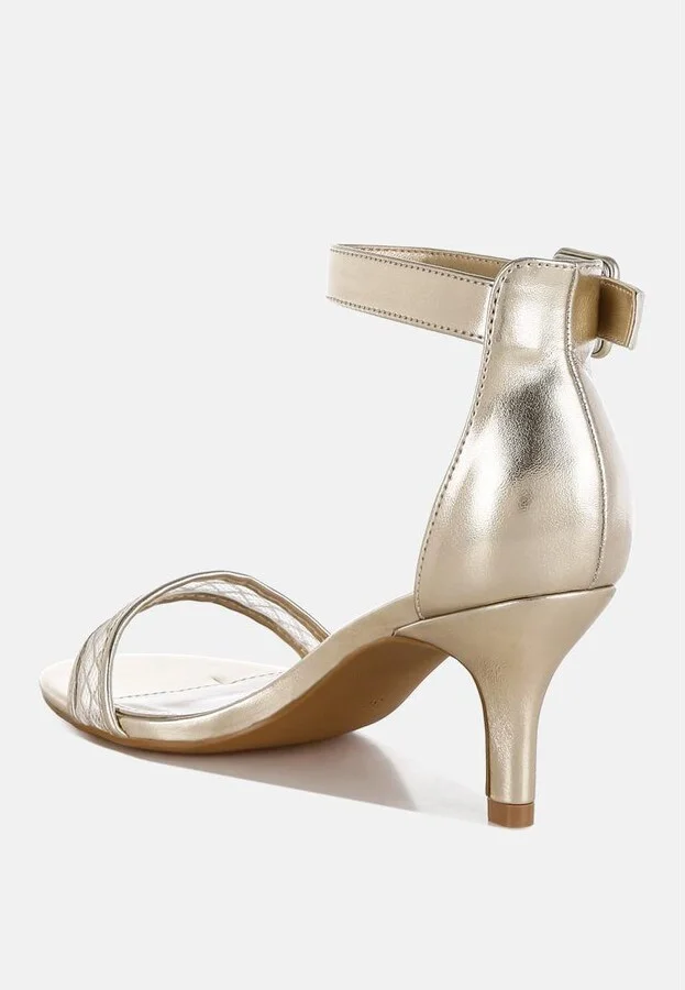 Ninto Metallic Faux Leather Kitten Heel Sandals - Image 5