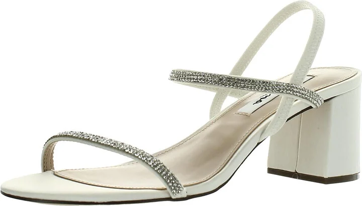 Nissy-LS Womens Satin Rhinestone Block Heel