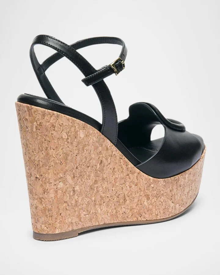 Nizza Leather Buckle Wedge Platforms - Image 2