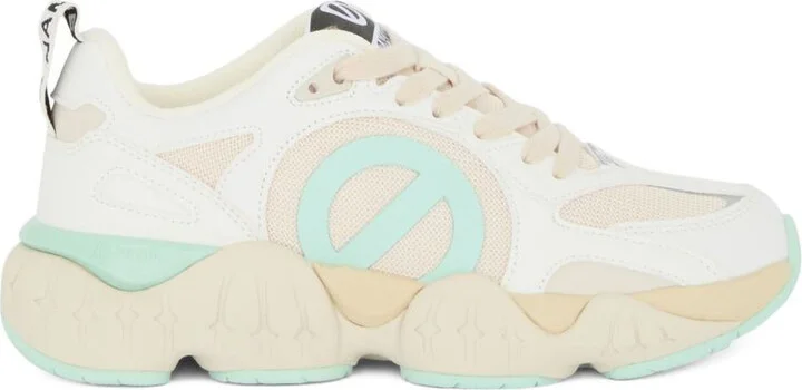 No Name 'Krazee Runner' Beige And Aqua Mesh And Leather Sneakers - Image 2
