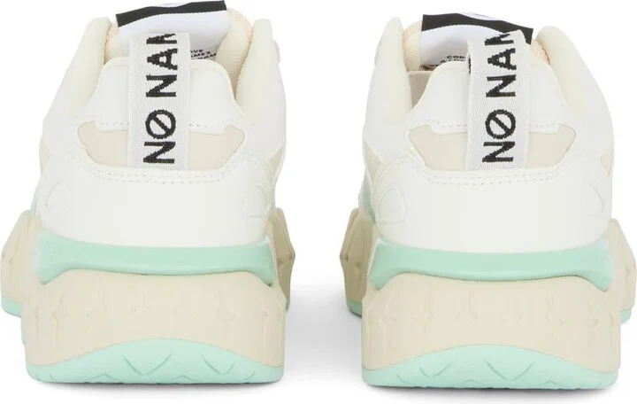 No Name 'Krazee Runner' Beige And Aqua Mesh And Leather Sneakers - Image 4