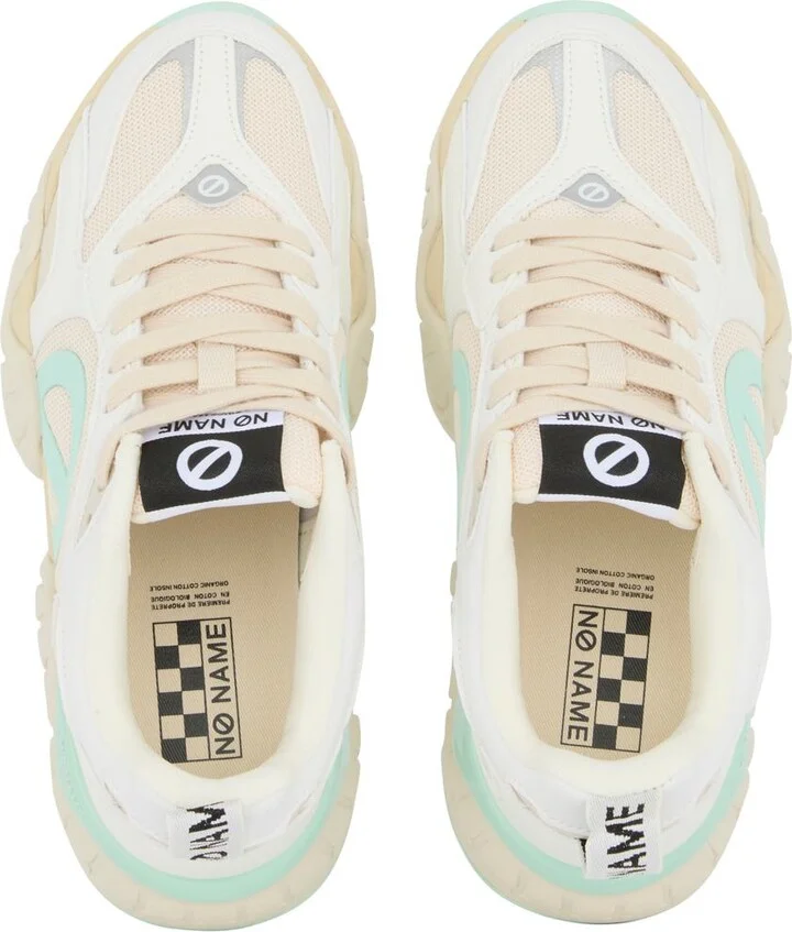 No Name 'Krazee Runner' Beige And Aqua Mesh And Leather Sneakers - Image 5