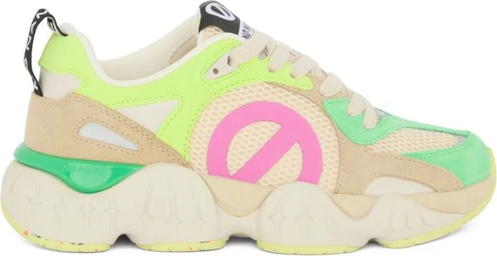 No Name 'Krazee Runner' Green And Yellow Mesh And Leather Sneakers - Image 2