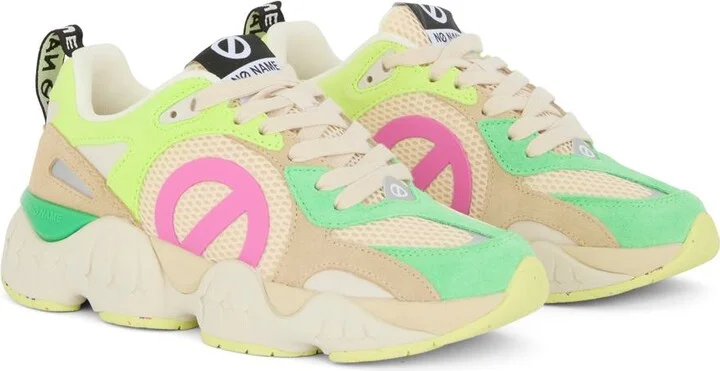 No Name 'Krazee Runner' Green And Yellow Mesh And Leather Sneakers - Image 3
