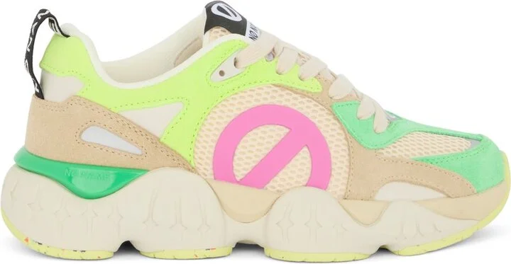 No Name 'Krazee Runner' Green And Yellow Mesh And Leather Sneakers