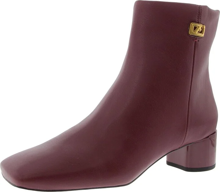 Noah Womens Faux Leather Block Heel Booties