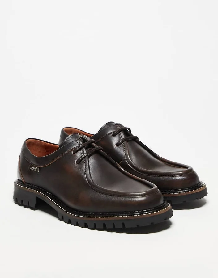 Noak made in Portugal apron lace up shoes in brown leather - Image 2