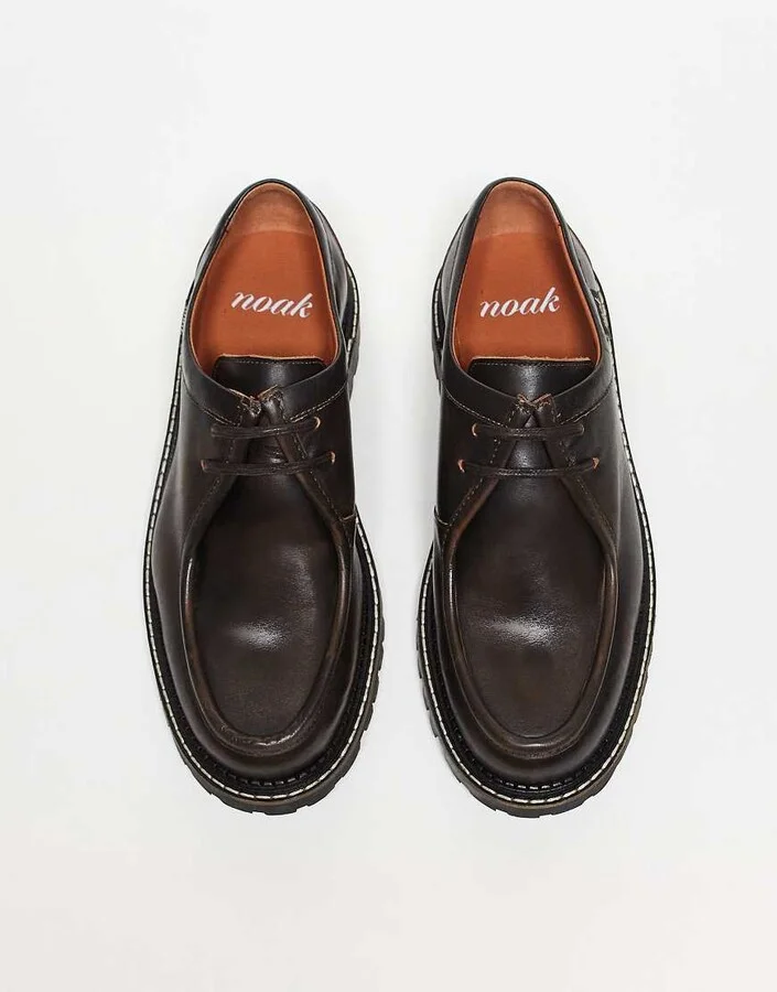 Noak made in Portugal apron lace up shoes in brown leather - Image 3