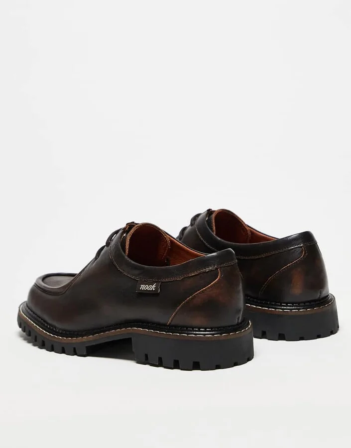 Noak made in Portugal apron lace up shoes in brown leather - Image 4