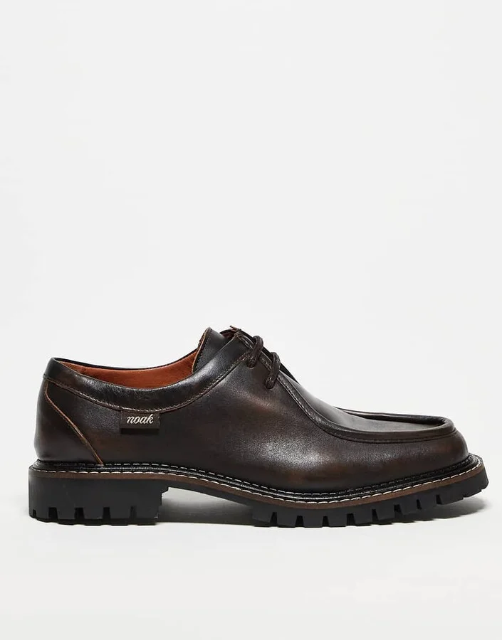 Noak made in Portugal apron lace up shoes in brown leather