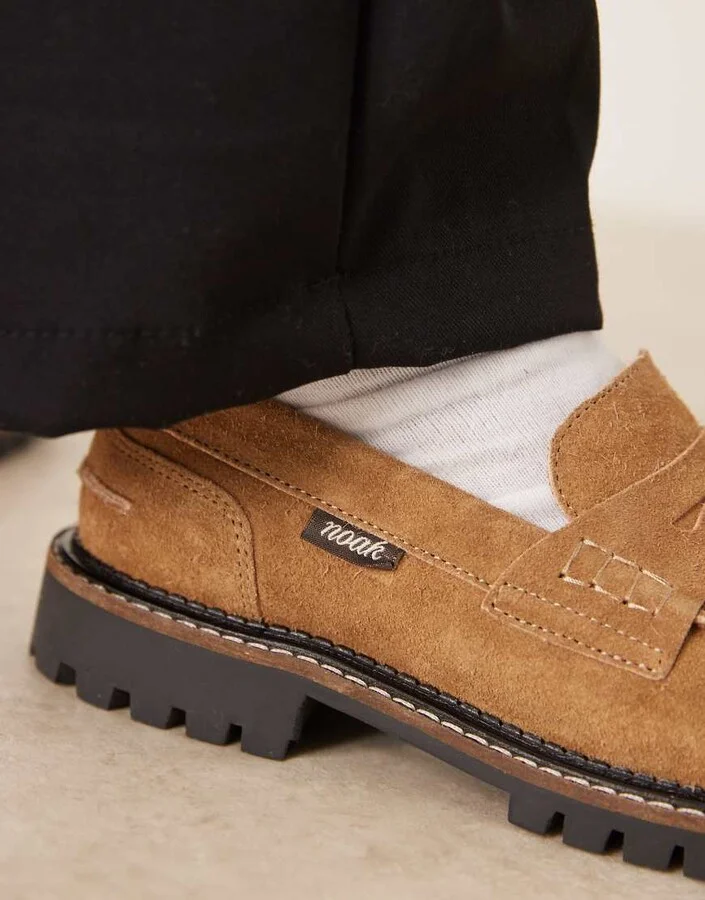 Noak made in Portugal loafers in tan suede with cleated soles - Image 2