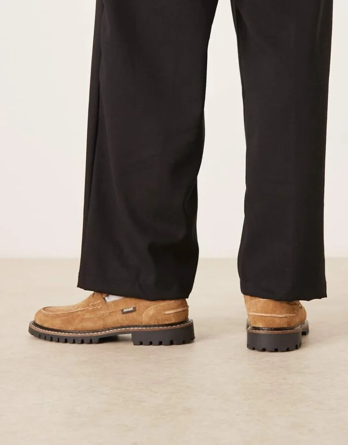 Noak made in Portugal loafers in tan suede with cleated soles - Image 4