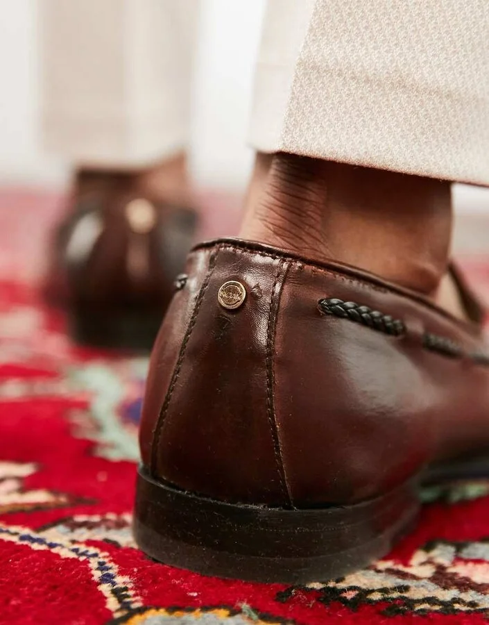 Noak made in Portugal loafers with tassel detail in brown leather - Image 2