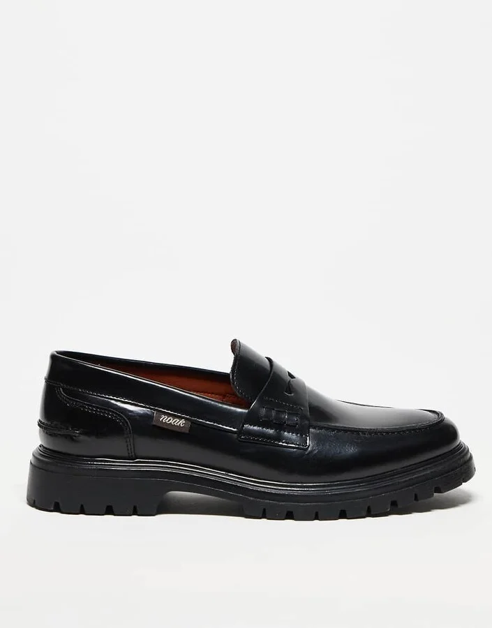 Noak made in Portugal penny loafers in black leather - Image 2