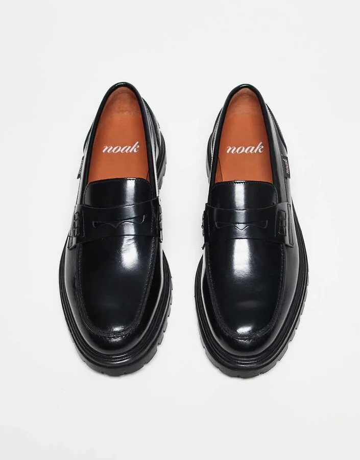 Noak made in Portugal penny loafers in black leather - Image 3