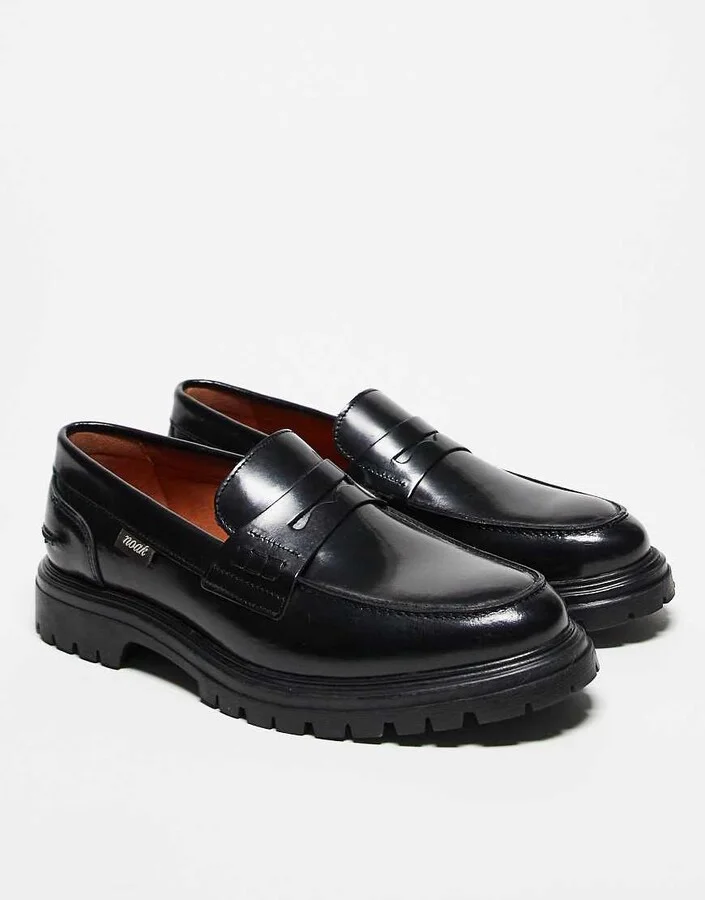 Noak made in Portugal penny loafers in black leather