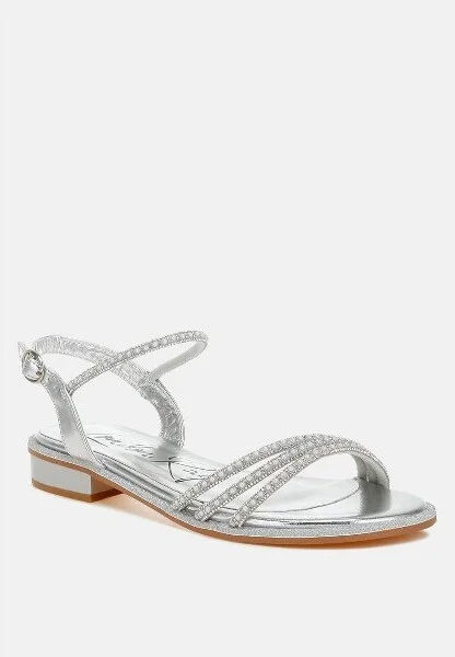 Nobbity Rhinestone Pearl Detail Flat Womens Sandals Women - Image 2