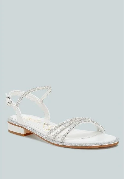 Nobbity Rhinestone Pearl Detail Flat Womens Sandals Women - Image 3