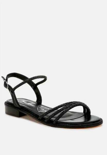 Nobbity Rhinestone Pearl Detail Flat Womens Sandals Women - Image 6